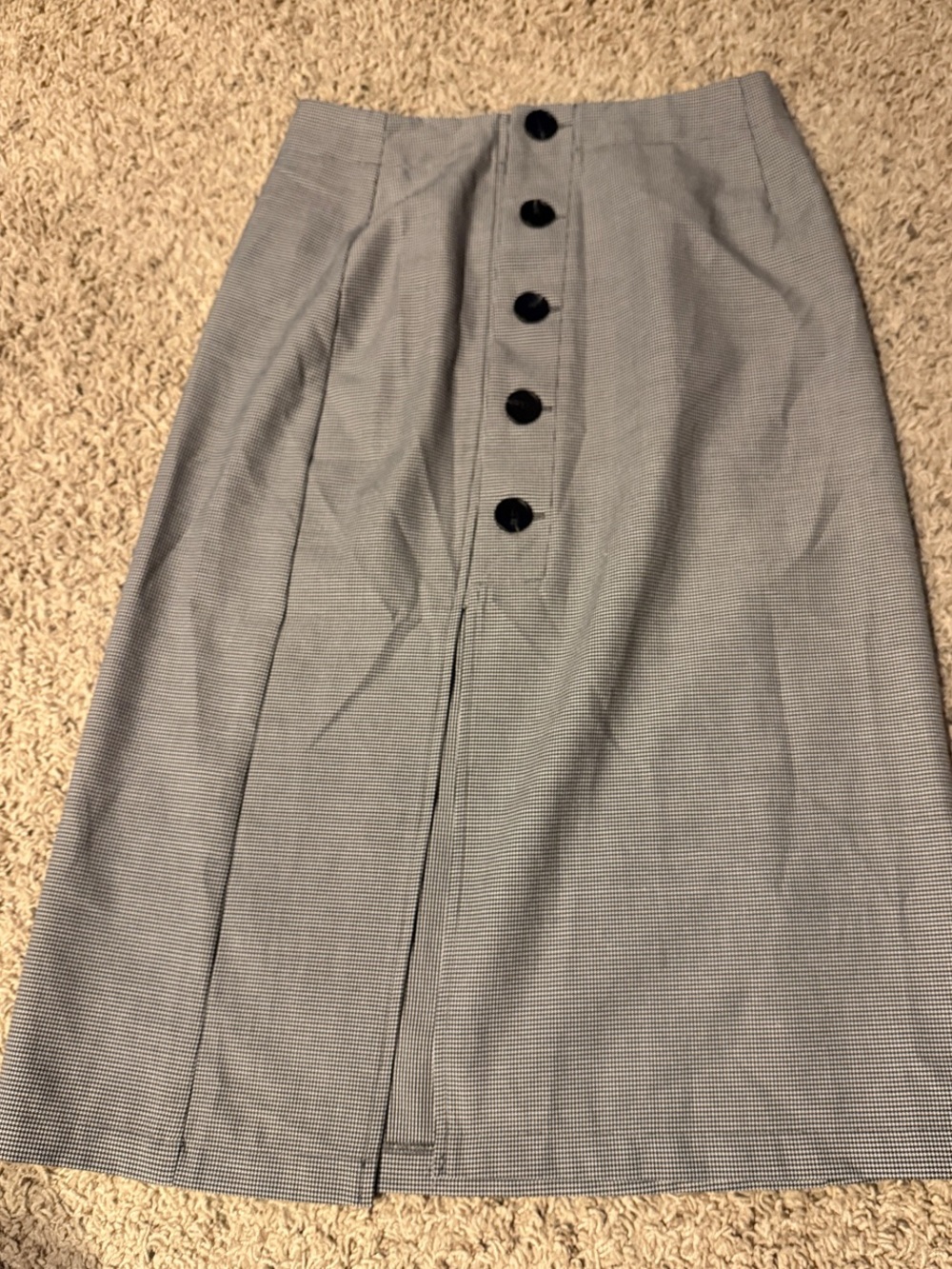 Mare Mare x Anthropologie Houndstooth Button Front Slit Midi Skirt XS